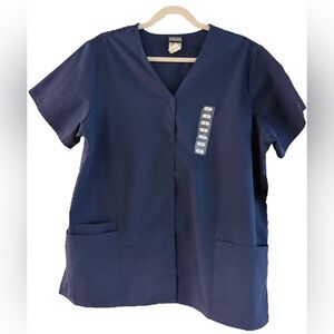 Cherokee Navy Button Down Women's Scrub Top